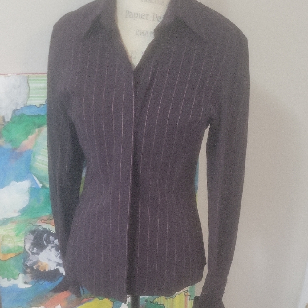 Express Purple Pinstripe Button Down Shirt